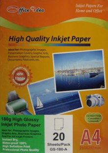 180g Inkjet High Glossy Paper 20pk (GS-180-A)
